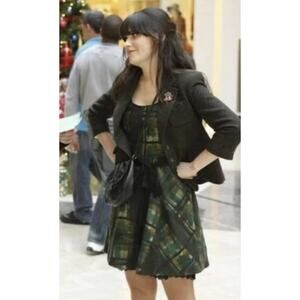 Anthropologie Maeve Green Painted Plaid Dress